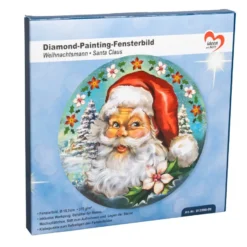 Diamond-Painting-Fensterbild, Weihnachtsmann, Ø18,3cm, inkl. Zubehör
