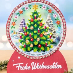 Diamond-Painting-Fensterbild, Weihnachtsbaum, Ø18,3cm, inkl. Zubehör
