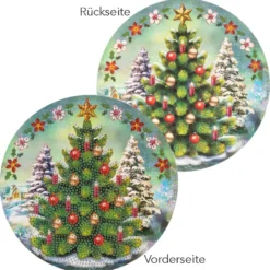 Diamond-Painting-Fensterbild, Weihnachtsbaum, Ø18,3cm, inkl. Zubehör