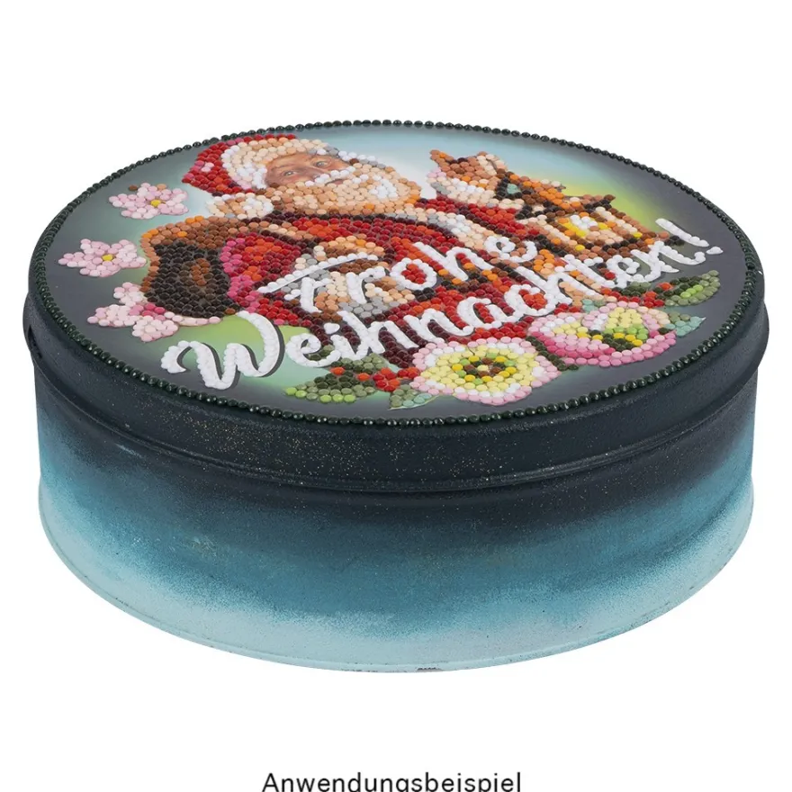 Diamond-Painting-Fensterbild, Weihnachtsmann - Frohe Weihnachten!, Ø18,3cm, inkl. Zubehör