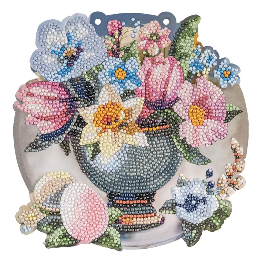 Diamond-Painting-Fensterbild, Blumen in Vase, 20,4cm, doppelseitig