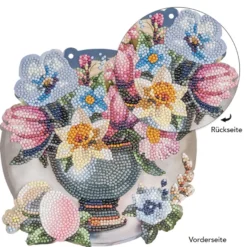 Diamond-Painting-Fensterbild, Blumen in Vase, 20,4cm, doppelseitig