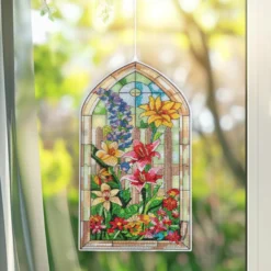 Diamond-Painting-Fensterbild, Glaskunst-Optik XL, Blumenvielfalt, 19,8cm x 35,5cm, 500µ