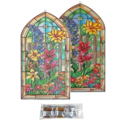 Diamond-Painting-Fensterbild, Glaskunst-Optik XL, Blumenvielfalt, 19,8cm x 35,5cm, 500µ
