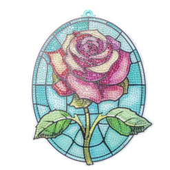 Diamond-Painting-Fensterbild, Glaskunst-Optik, Rose, 20cm x 15,8cm
