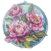 Diamond-Painting-Fensterbild, Glaskunst-Optik, Pfingstrosen, 19,8cm x 19,1cm