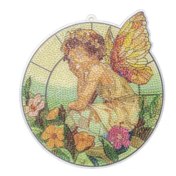 Diamond-Painting-Fensterbild, Glaskunst-Optik, Elfe, 19,6cm x 17,9cm