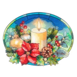 Diamond-Painting-Fensterbild, Glaskunst-Optik XL, Kerzengesteck, 34,6cm x 27cm, 500µ