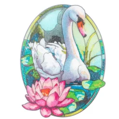 Diamond-Painting-Fensterbild, Glaskunst-Optik XL, Schwan, 26,3cm x 35,3cm, 500µ