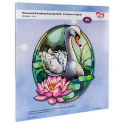 Diamond-Painting-Fensterbild, Glaskunst-Optik XL, Schwan, 26,3cm x 35,3cm, 500µ