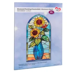 Diamond-Painting-Fensterbild, Glaskunst-Optik XL, Sonnenblume, 16,7cm x 35,7cm, 500µ