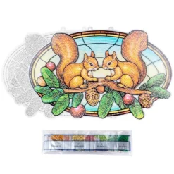 Diamond-Painting-Fensterbild, Glaskunst-Optik XL, Eichhörnchen, 35,1cm x 22,8cm, 500µ