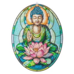 Diamond-Painting-Fensterbild, Glaskunst-Optik XL, Buddha 2, 26,3cm x 35,4cm, 500µ