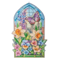 Diamond-Painting-Fensterbild, Glaskunst-Optik XL, Frühlingsblumen, 22,9cm x 35,5cm, 500µ