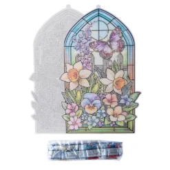 Diamond-Painting-Fensterbild, Glaskunst-Optik XL, Frühlingsblumen, 22,9cm x 35,5cm, 500µ