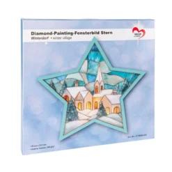 Diamond-Painting-Fensterbild, Stern, Winterdorf, 25cm x 23,7cm, 500g/m², doppelseitig