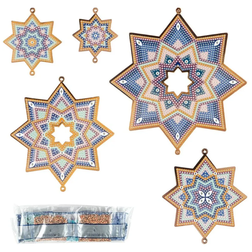 Diamond-Painting-Fensterbilder Sterne, Modern 1, versch. Größen, doppelseitig, 5 Stück