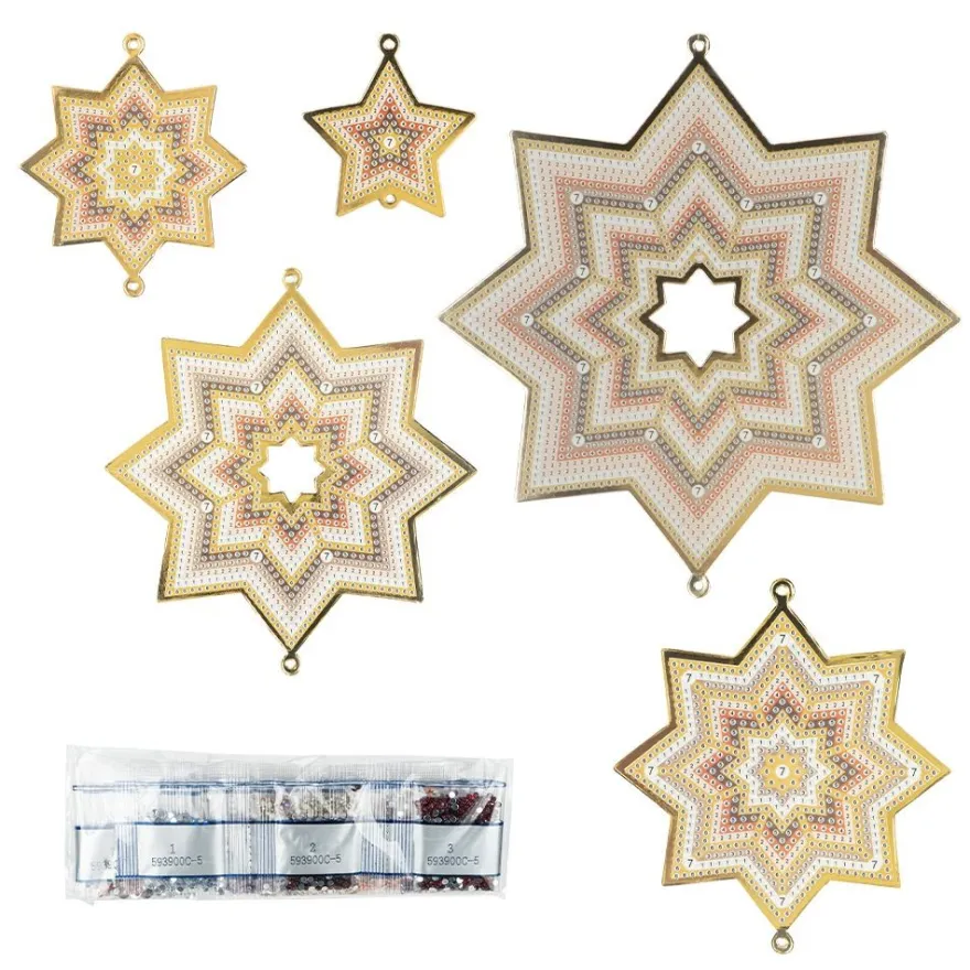 Diamond-Painting-Fensterbilder Sterne, Klassik 2, versch. Größen, doppelseitig, 5 Stück