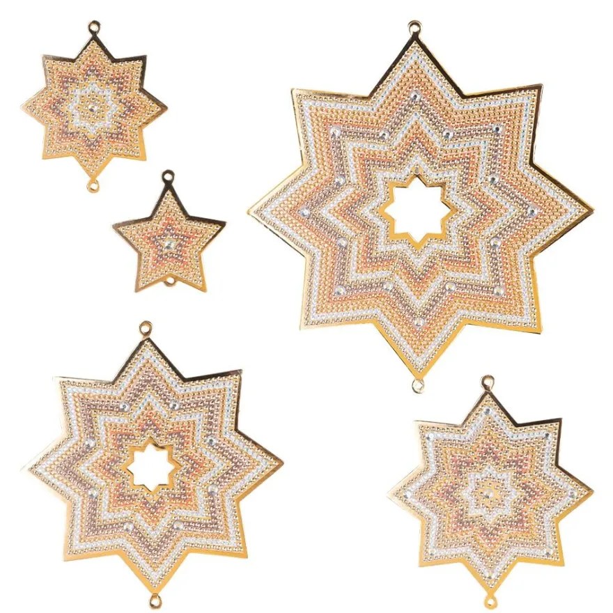 Diamond-Painting-Fensterbilder Sterne, Klassik 2, versch. Größen, doppelseitig, 5 Stück