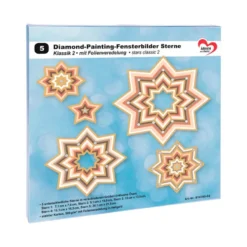Diamond-Painting-Fensterbilder Sterne, Klassik 2, versch. Größen, doppelseitig, 5 Stück