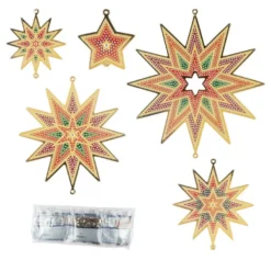 Diamond-Painting-Fensterbilder Sterne, Klassik 1, versch. Größen, doppelseitig, 5 Stück