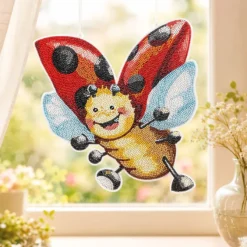 Diamond-Painting-Fensterbilder, XL, Süße Tiere, 3 Designs, 500µ Windradfolie, 3 Stück
