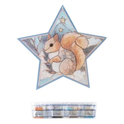 Diamond-Painting-Fensterbild, Stern, Eichhörnchen, 25cm x 23,7cm, 500g/m², doppelseitig