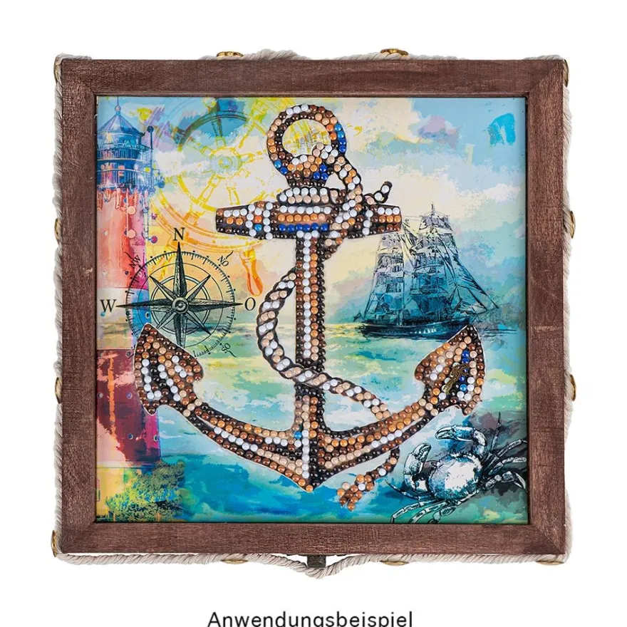 Diamond-Painting-Grußkarte, Anker, 16cm x 16cm, inkl. Zubehör