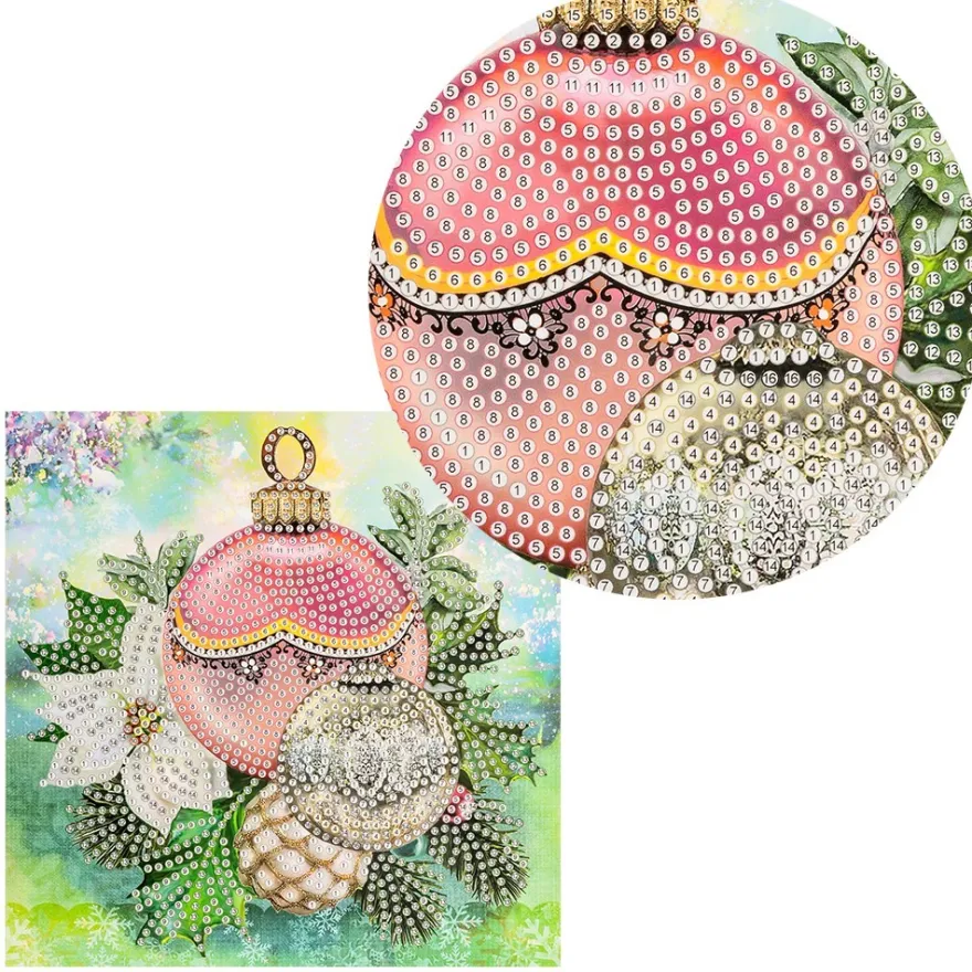 Diamond-Painting-Grußkarte, Baumschmuck, 16cm x 16cm, inkl. Zubehör