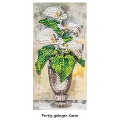 Diamond-Painting-Grußkarte, Callas in Vase, 10,5cm x 21cm, inkl. Zubehör