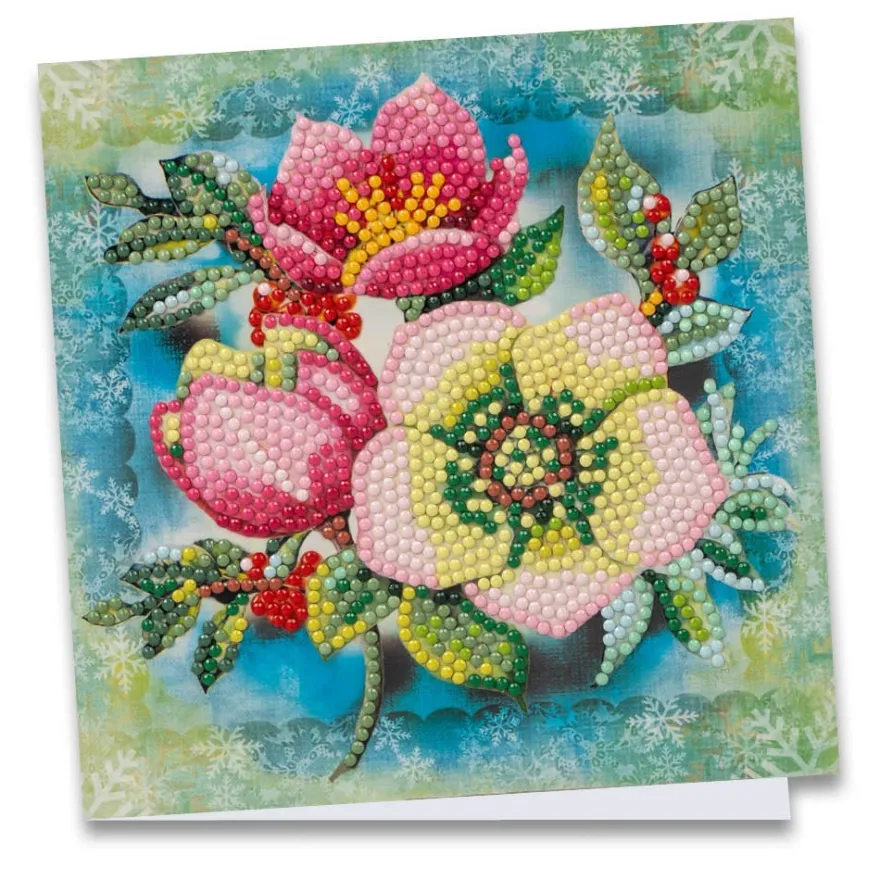 Diamond-Painting-Grußkarte, Christrosen, 16cm x 16cm, inkl. Zubehör