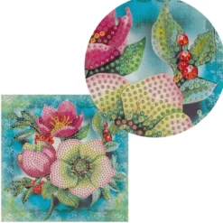 Diamond-Painting-Grußkarte, Christrosen, 16cm x 16cm, inkl. Zubehör