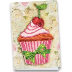 Diamond-Painting-Grußkarte, Cupcake, 11,5cm x 16,5cm, inkl. Zubehör