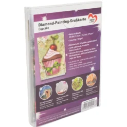 Diamond-Painting-Grußkarte, Cupcake, 11,5cm x 16,5cm, inkl. Zubehör