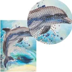 Diamond-Painting-Grußkarte, Delfin, 11,5cm x 16,5cm, inkl. Zubehör