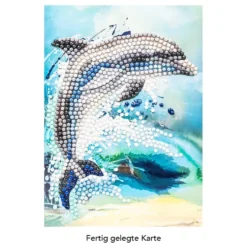 Diamond-Painting-Grußkarte, Delfin, 11,5cm x 16,5cm, inkl. Zubehör