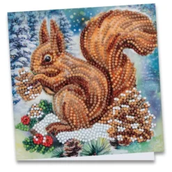Diamond-Painting-Grußkarte, Eichhörnchen, 16cm x 16cm, inkl. Zubehör