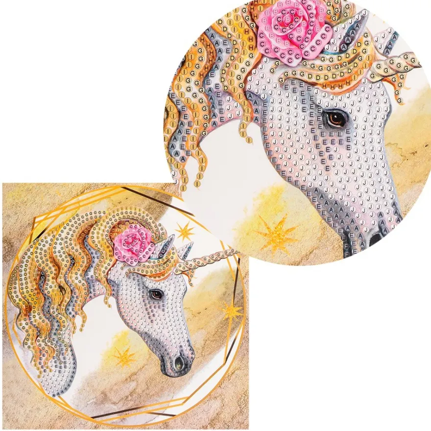Diamond-Painting-Grußkarte, Einhorn, 16cm x 16cm, inkl. Zubehör