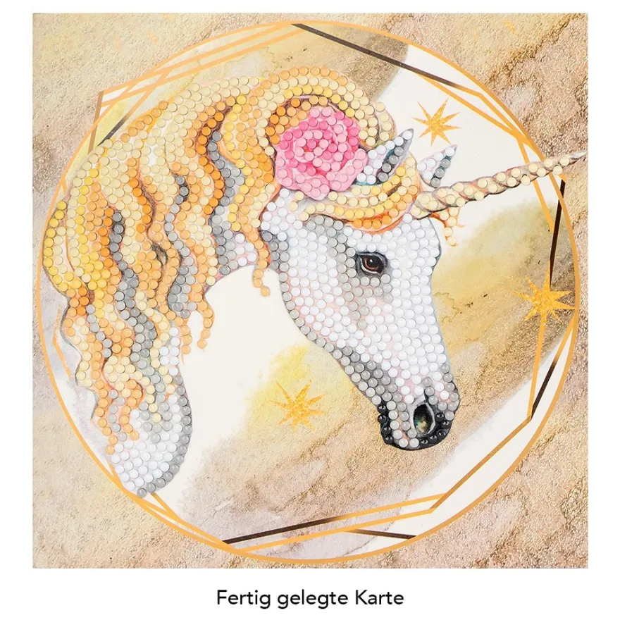 Diamond-Painting-Grußkarte, Einhorn, 16cm x 16cm, inkl. Zubehör