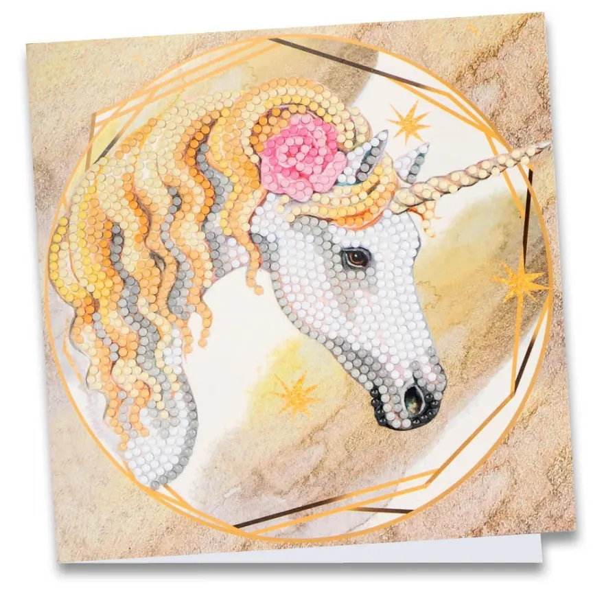 Diamond-Painting-Grußkarte, Einhorn, 16cm x 16cm, inkl. Zubehör