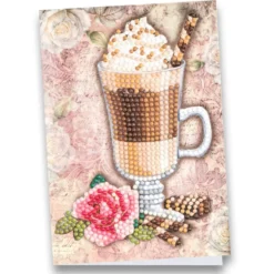 Diamond-Painting-Grußkarte, Eiskaffee, 11,5cm x 16,5cm, inkl. Zubehör