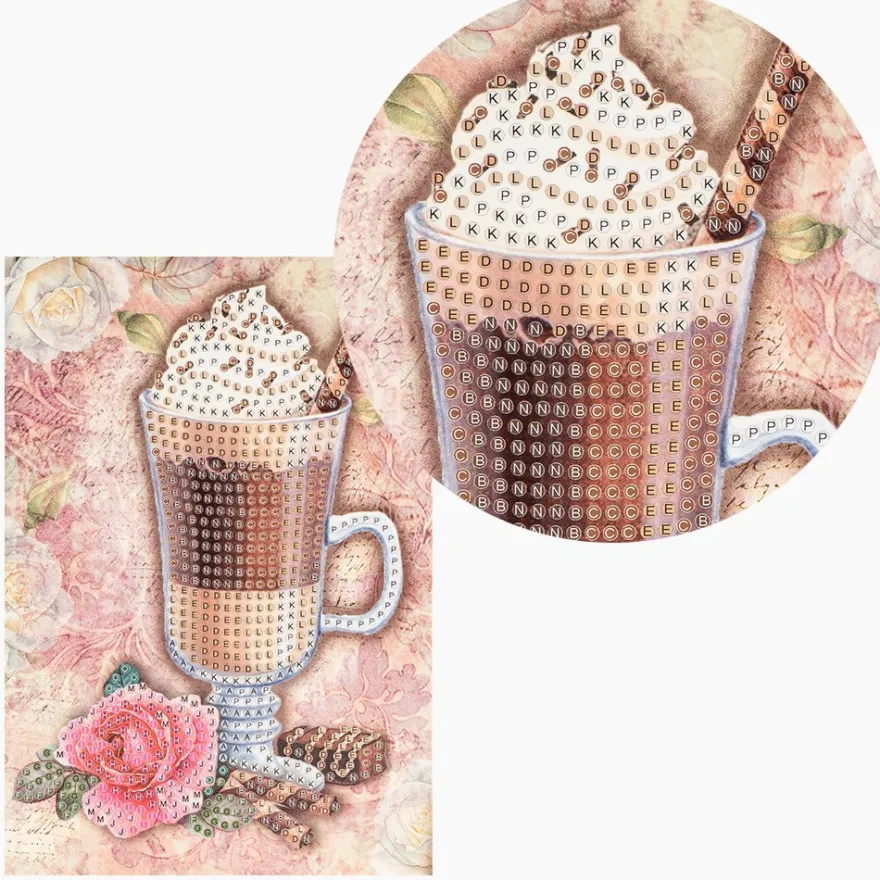 Diamond-Painting-Grußkarte, Eiskaffee, 11,5cm x 16,5cm, inkl. Zubehör