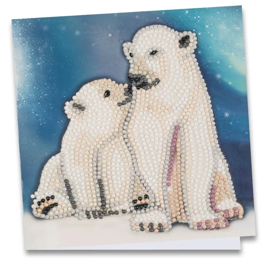 Diamond-Painting-Grußkarte, Eisbären 1, 16cm x 16cm, inkl. Zubehör