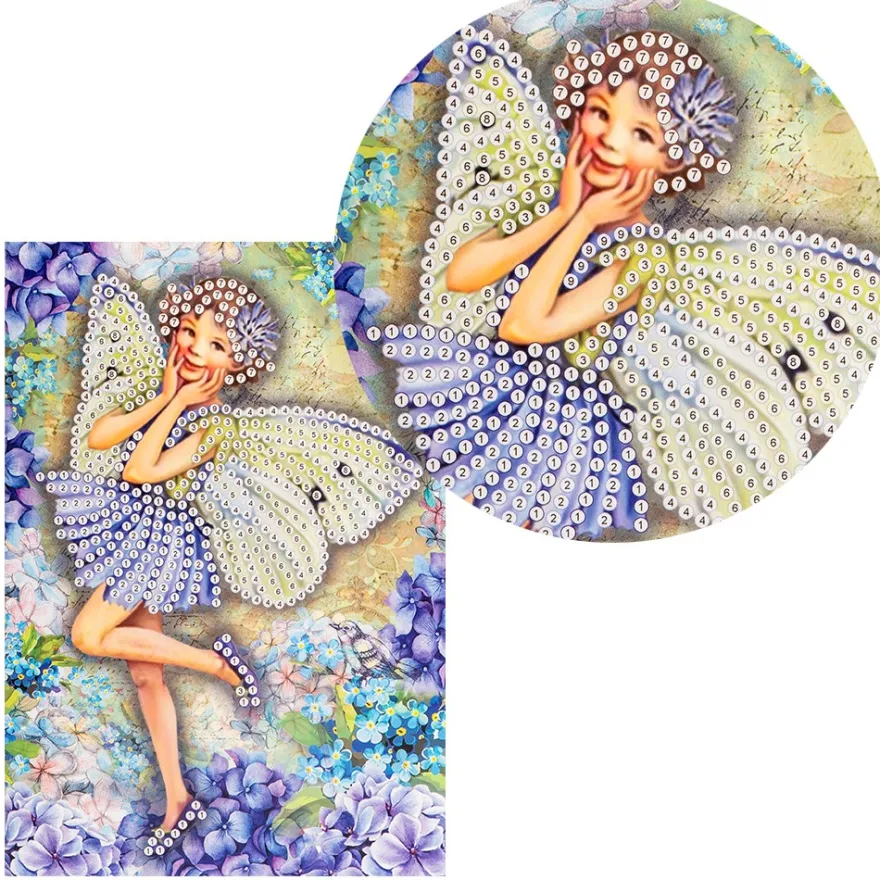 Diamond-Painting-Grußkarte, Elfe, 11,5cm x 16,5cm, inkl. Zubehör
