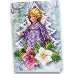 Diamond-Painting-Grußkarte, Engel mit Christrosen, 11,5cm x 16,5cm, inkl. Zubehör