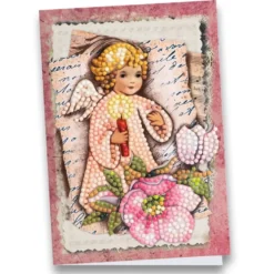 Diamond-Painting-Grußkarte, Engel mit Christrose, 11,5cm x 16,5cm, inkl. Zubehör