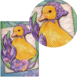 Diamond-Painting-Grußkarte, Entenküken mit Krokussen, 11,5cm x 16,5cm, inkl. Zubehör