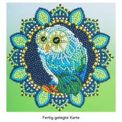 Diamond-Painting-Grußkarte, Eule, 16cm x 16cm, inkl. Zubehör