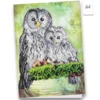 Diamond-Painting-Grußkarte, Eulenmutter mit Kind, DIN A4, inkl. Zubehör