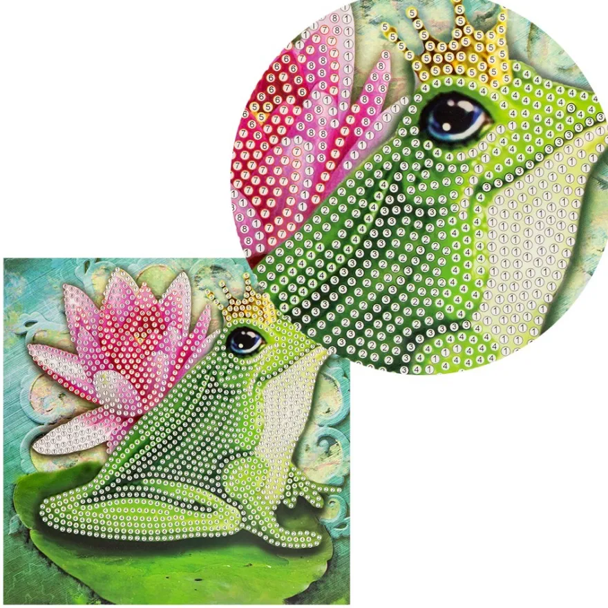 Diamond-Painting-Grußkarte, Froschkönig, 16cm x 16cm, inkl. Zubehör